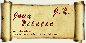 Jova Miletić vizit kartica